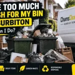 Household rubbish overflowing from bins outside a home in Surbiton